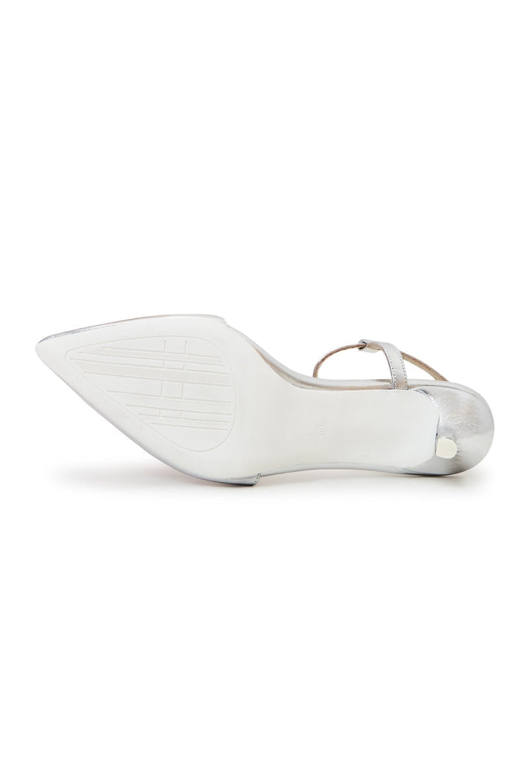 Shimmer in style with these silver pumps, creating an elegant look with luxe footwear for women's high-end fashion.