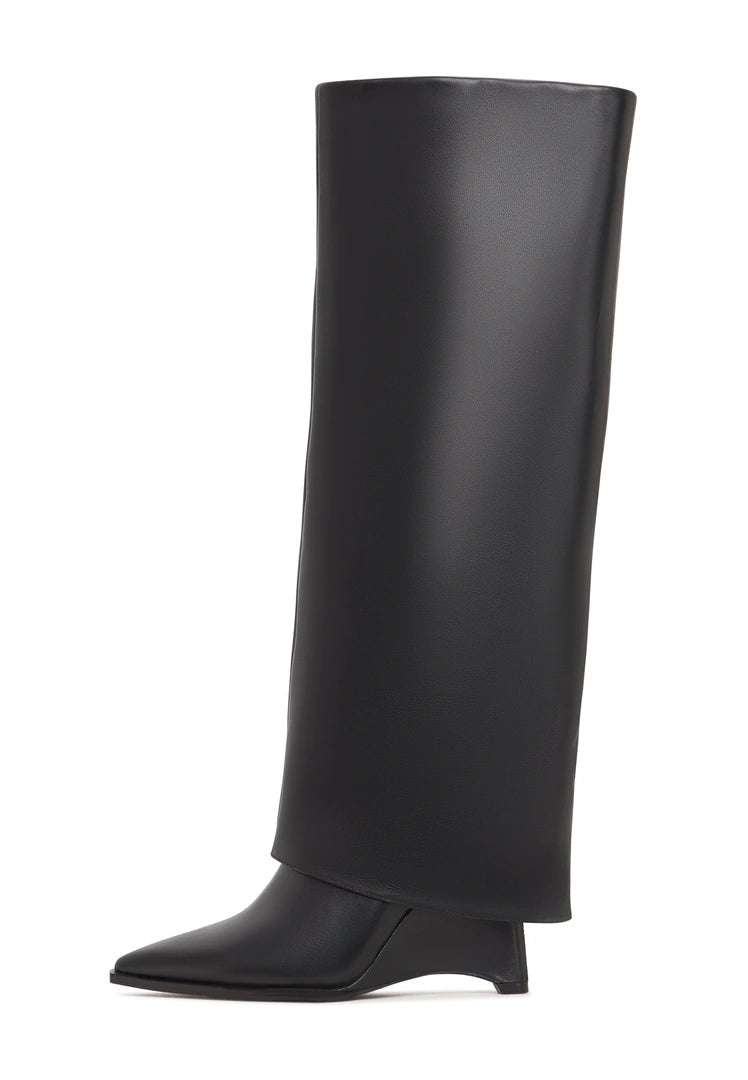 A trendy pair of black over the knee-high Milady boots for women's fashion.