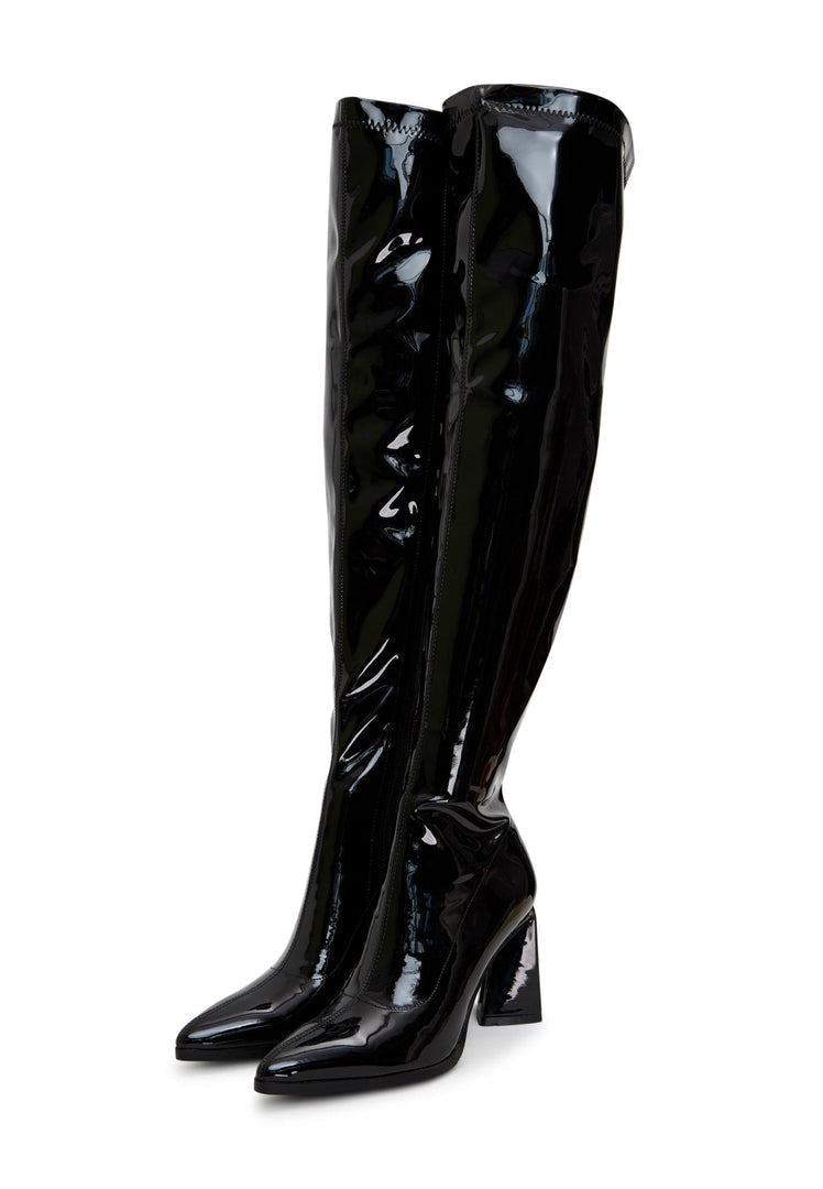 A stylish and comfortable pair of black over-the-knee boots for women, perfect for a fashionable and chic look.