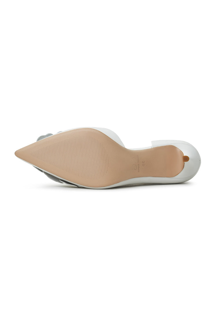 A chic pair of white high heeled Anouk pumps, perfect for a stylish look with stiletto heels and classic design.