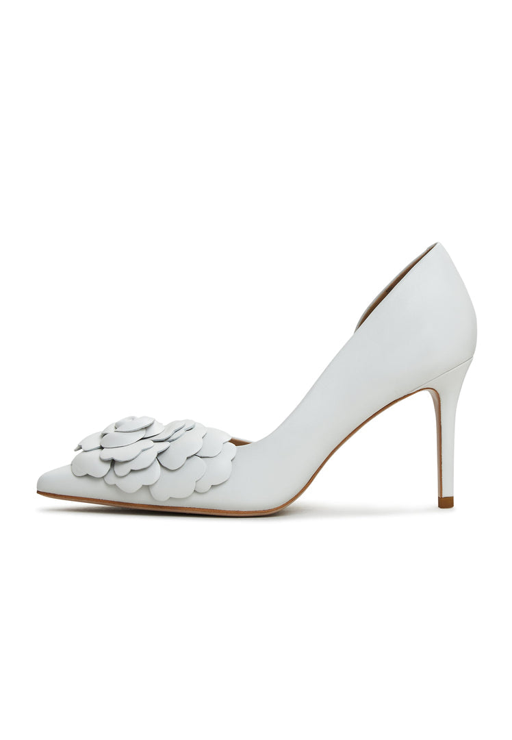 A stylish pair of white high heeled Anouk pumps, perfect for adding a touch of elegance with their stiletto heels and classic design.