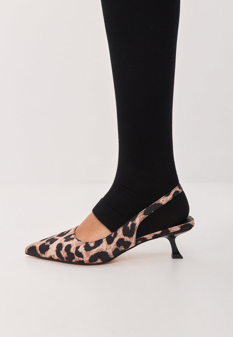 A trendy pair of leopard print stiletto-heeled pumps, perfect for fashion-forward women looking for stylish high heel pumps with a touch of animal print flair.