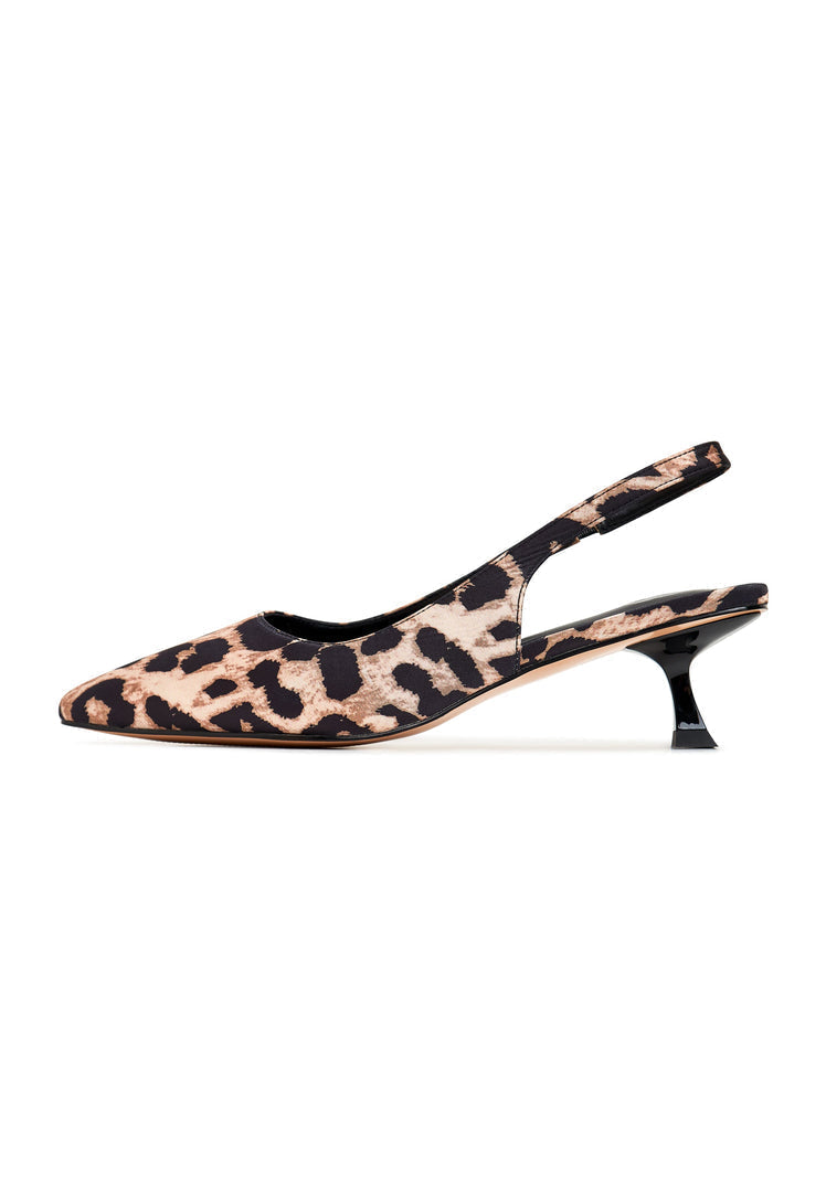 A pair of stylish stiletto heeled pumps in leopard print, perfect for women looking for high heel pumps with a touch of animal print fashion.