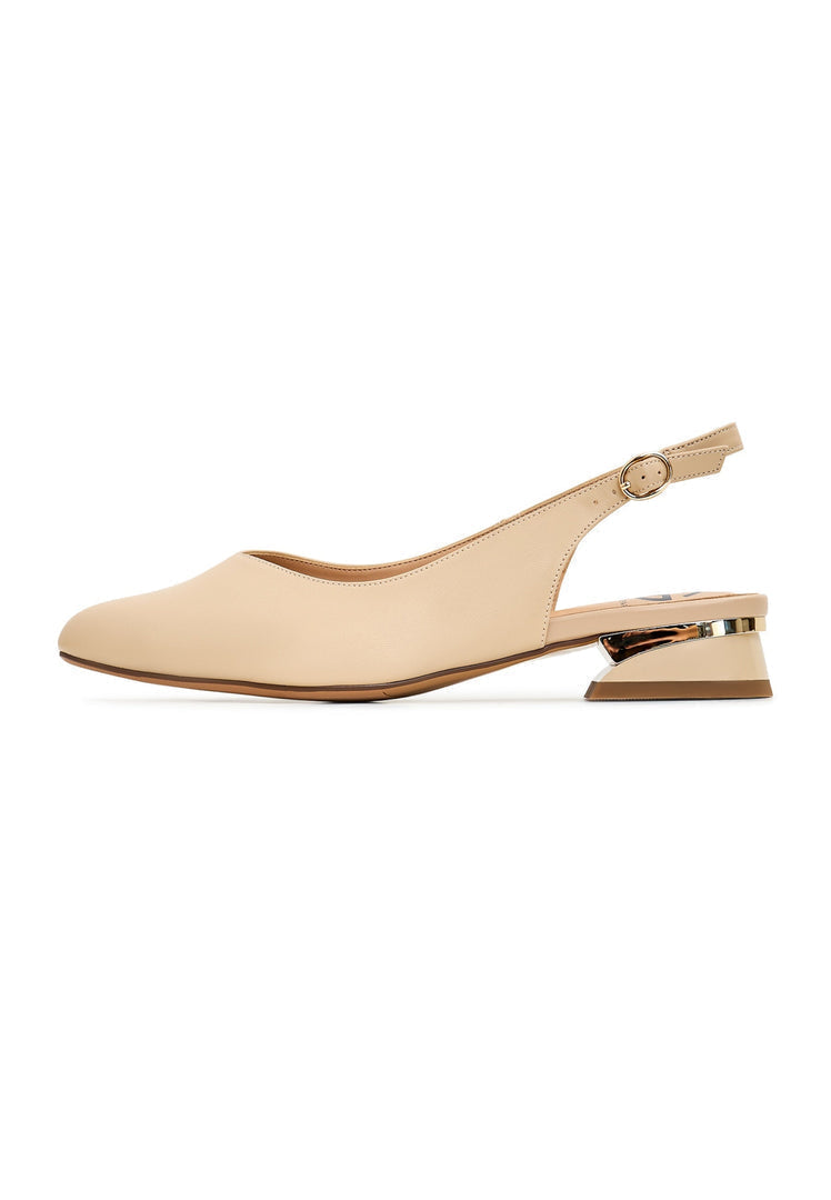 A fashionable pair of beige Slingback Ballerinas, perfect for women's footwear enthusiasts looking for stylish Ballet flats in the latest fashion shoes trends.