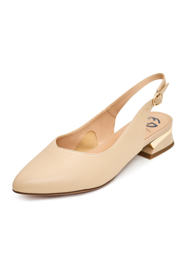A stylish pair of beige Slingback Ballerinas for women's footwear, ballet flats that are perfect for any fashion-forward outfit.