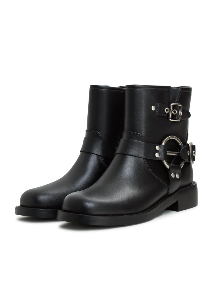 A pair of stylish leather motorcycle boots, perfect for any biker looking for waterproof and durable biker footwear.