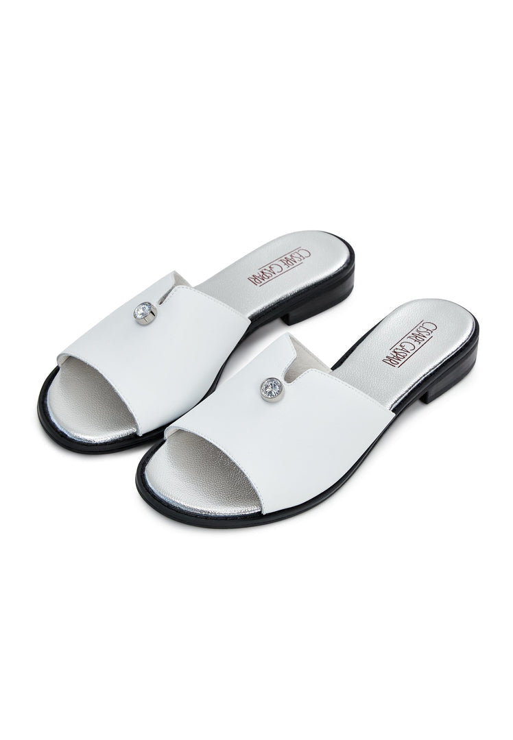 A stylish pair of leather platform heel sandals perfect for urban outings.