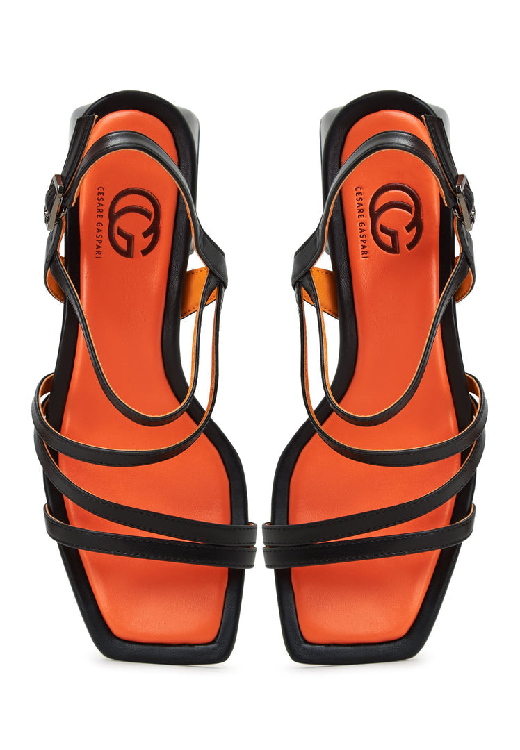 A stylish pair of Maria block heels black sandals for women, the perfect fashion footwear for any occasion.