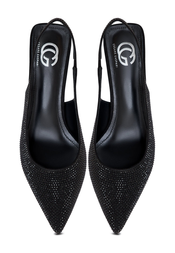 A chic pair of black stiletto pumps, perfect for any occasion for women who love high heeled shoes.
