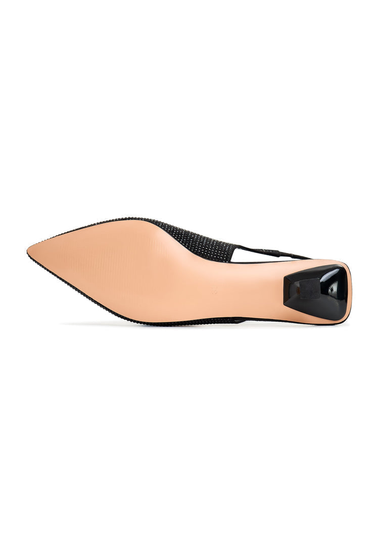 A stylish pair of black stiletto pumps, perfect high-heeled shoes for women's fashion.