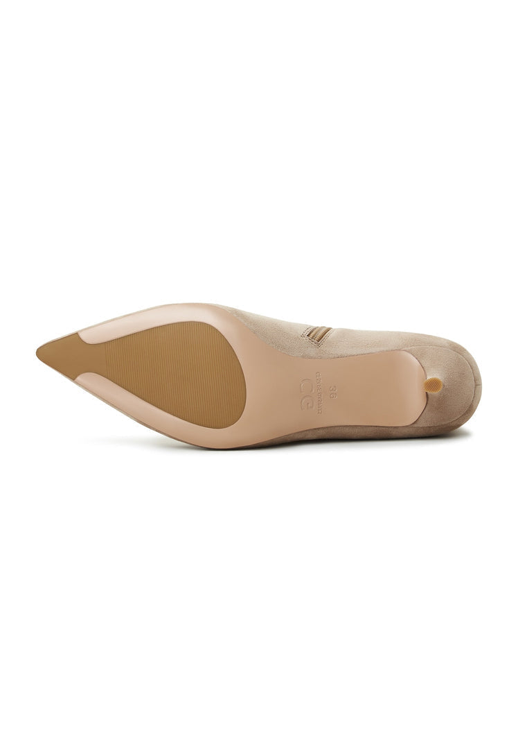 A stylish pair of classic ankle boots in Regina beige, perfect for women who love fashionable and designer footwear.