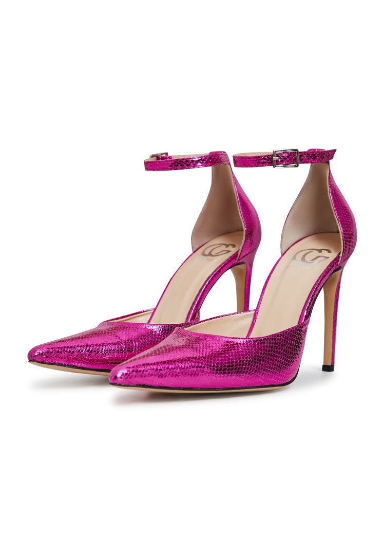 "Elegant pink stiletto pumps, perfect for any luxurious event. These designer high heel shoes are the ultimate statement piece."