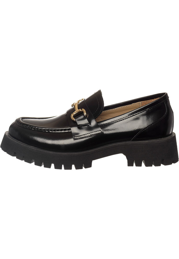A stylish set of luxe glide gold-bit loafers and Josephine black loafers, perfect for women.