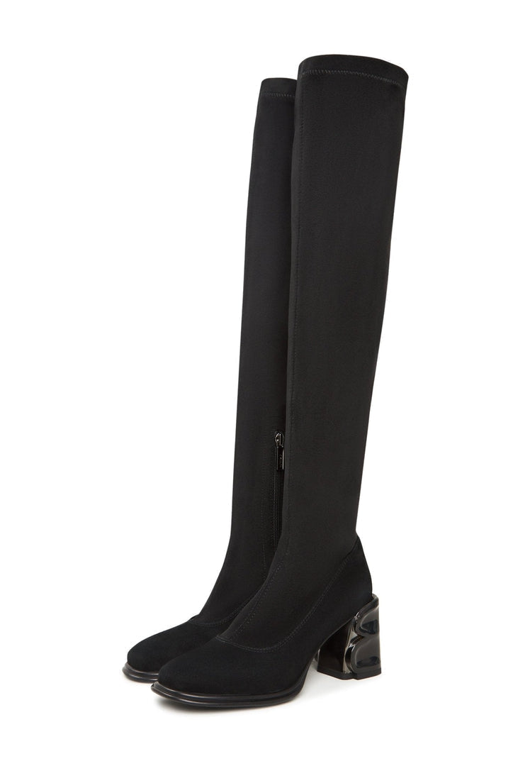 A stylish pair of high-quality black suede shoes, perfect for any elegant occasion.