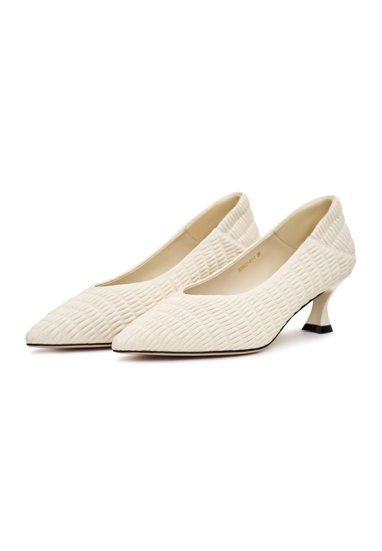 "White high heel Carol pumps, designer stiletto heels for women's fashion shoes"