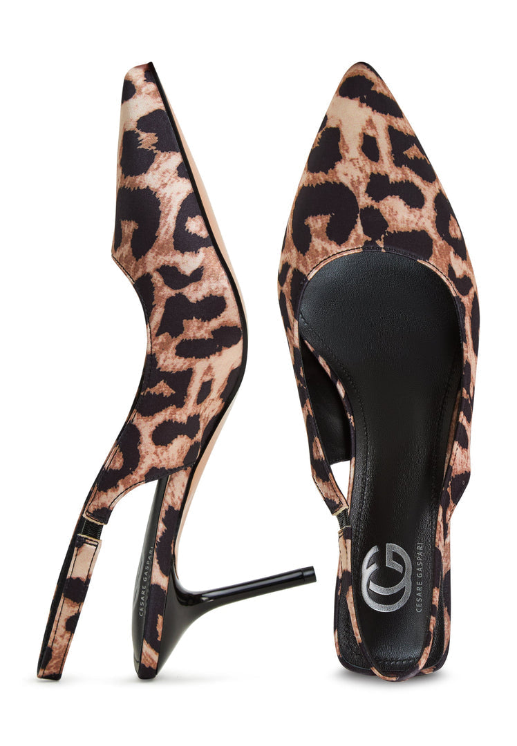 A pair of stylish Harper high heels in leopard print, perfect for women who love designer footwear and prefer trendy animal print shoes.