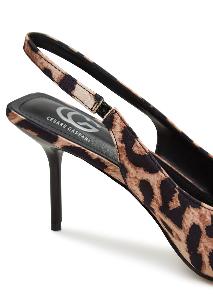 A pair of stylish Harper high heels in leopard print, perfect for women's designer footwear enthusiasts looking for chic animal print shoes.