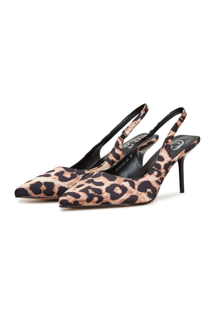 A stylish pair of women's Harper high heels in leopard print, perfect for fashion-forward individuals looking for high heeled pumps with a touch of animal print flair.