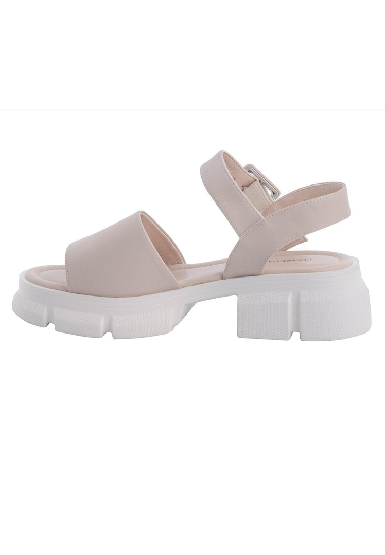 A pair of trendy chunky platform sandals featuring a thick elevated sole design, perfect for a stylish and comfortable look.