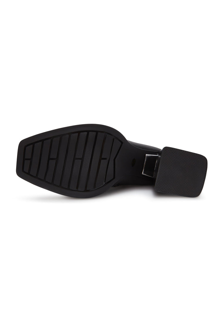 A stylish pair of leather lace-up ankle boots in black, also known as the Behati black boots.