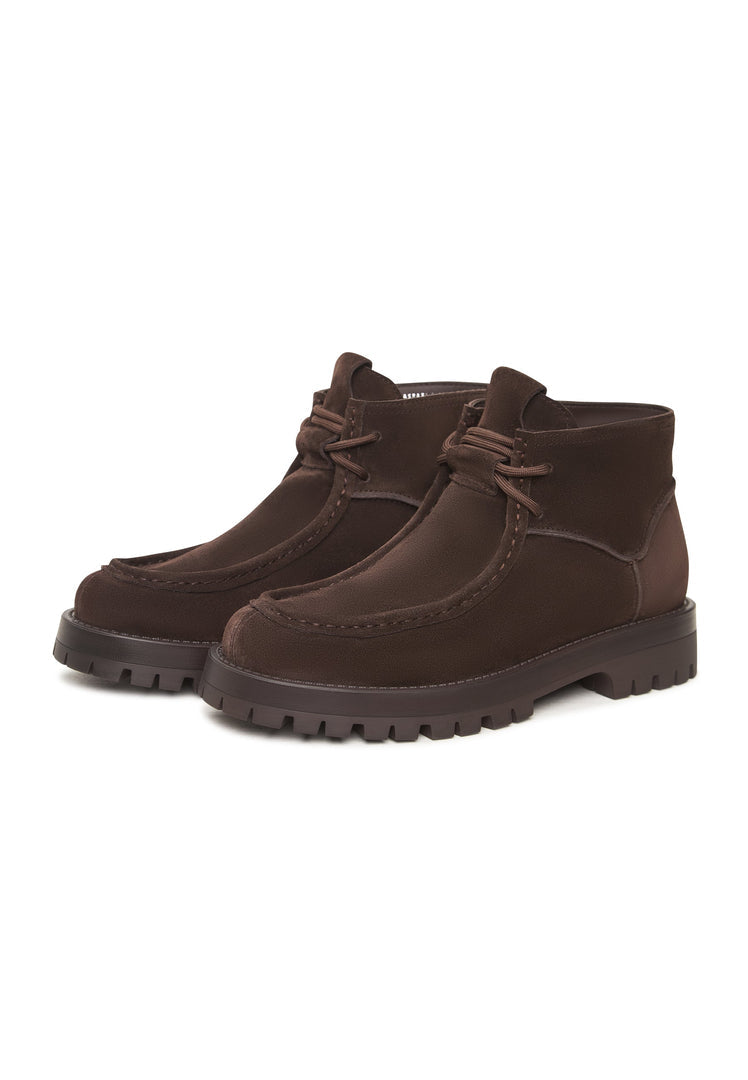 A pair of brown suede lace-up ankle boots by Mavi, perfect for women's fall outfits.