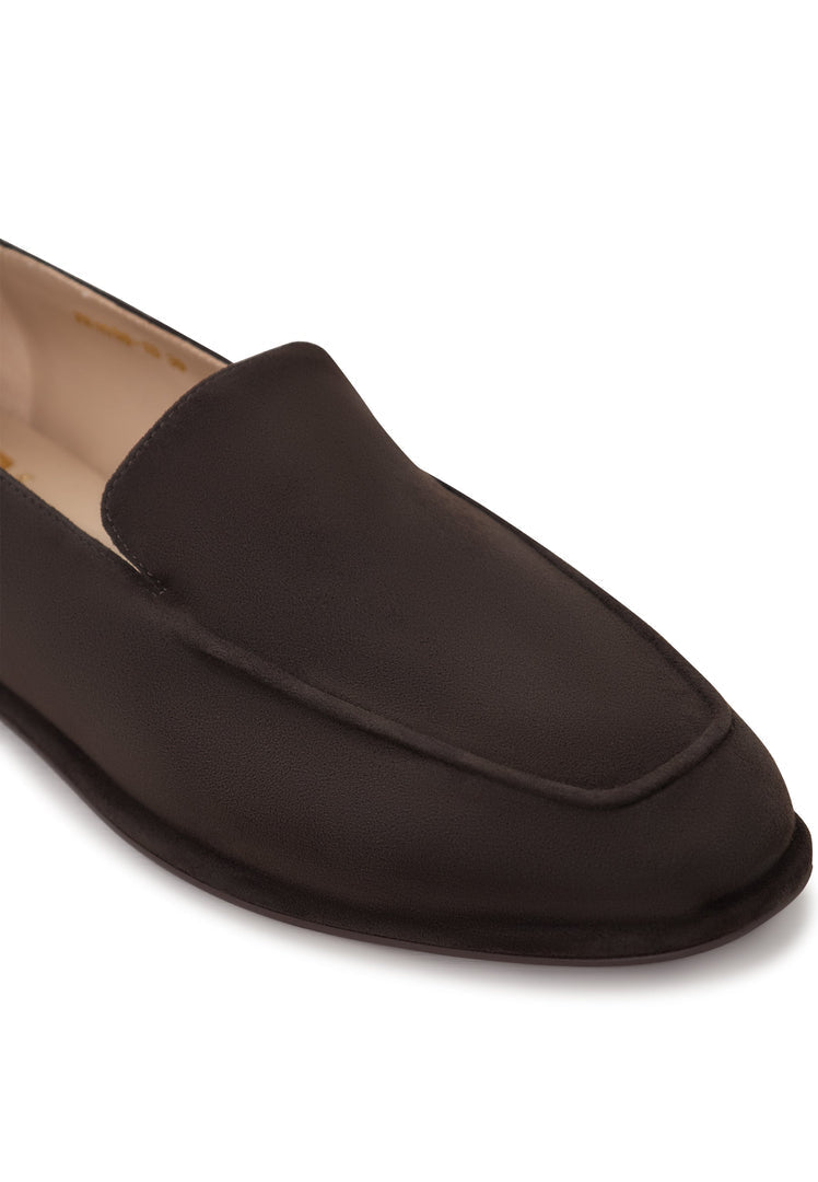 A stylish pair of brown suede platform loafers, featuring the utmost comfort of Clau loafers design.