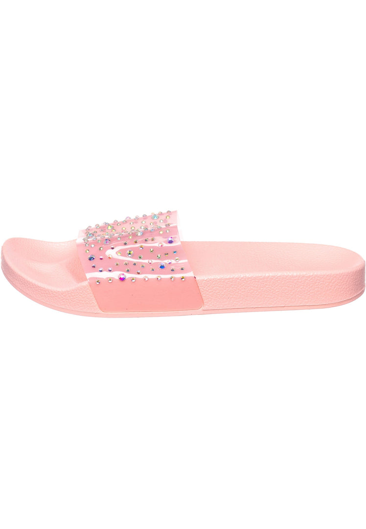 A close-up image of women's pink thong flip flops, perfect for the beach or summer outings.