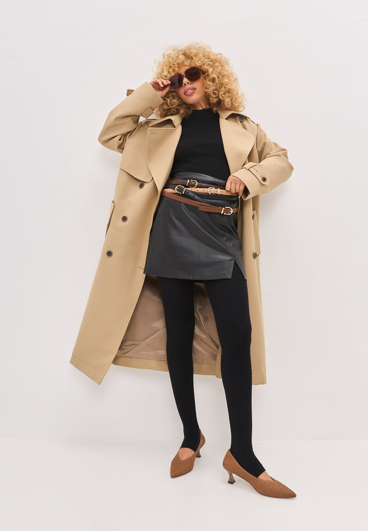 A stylish pair of women's brown stiletto heels pumps named Carol.