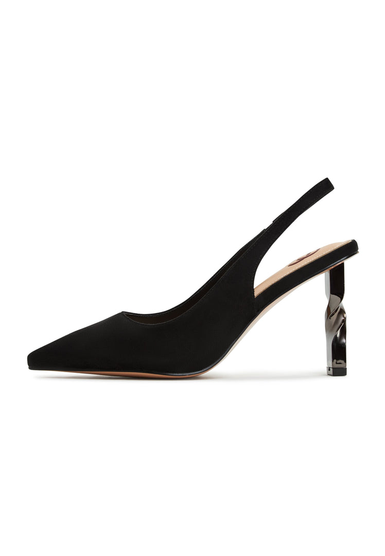 A stylish pair of black stiletto pumps, perfect for any woman's shoe collection.