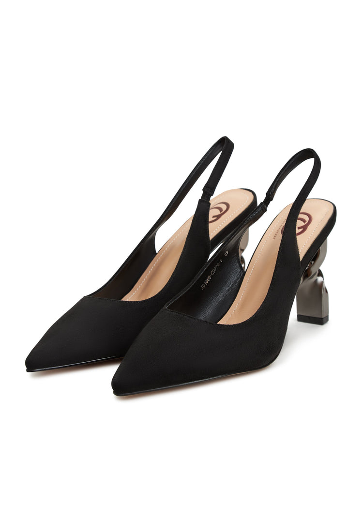 Black stiletto pumps with high heels, a classic choice in women's shoes