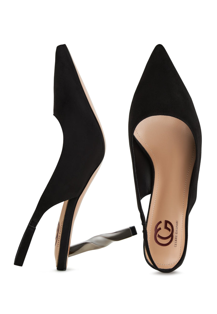 A stylish pair of black stiletto pumps, perfect for any women's shoe collection.