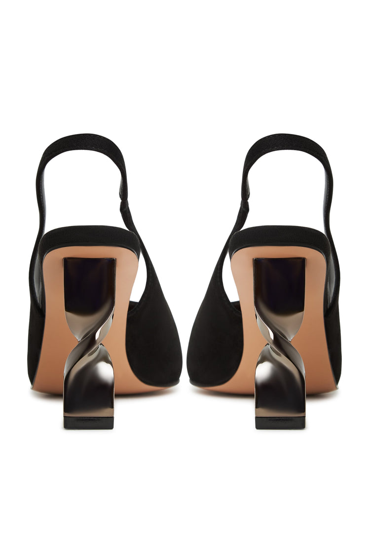 A stylish pair of black stiletto pumps, perfect for any woman's shoe collection.