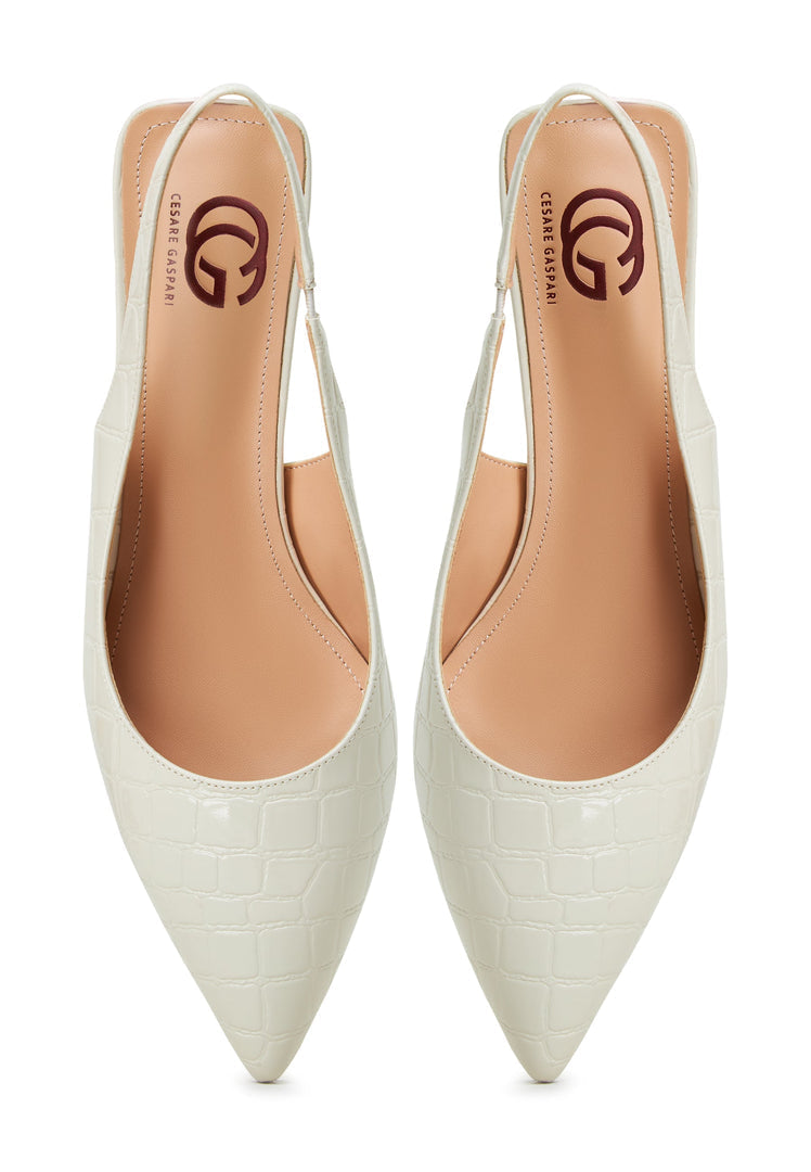 A pair of elegant off-white stiletto heels pumps, perfect for adding a touch of sophistication to women's footwear fashion.