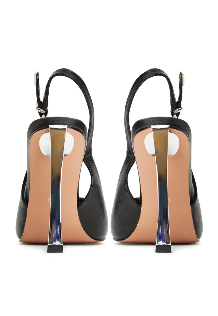 A stylish pair of metallic stiletto pumps with black heels, perfect for a night out on the town.