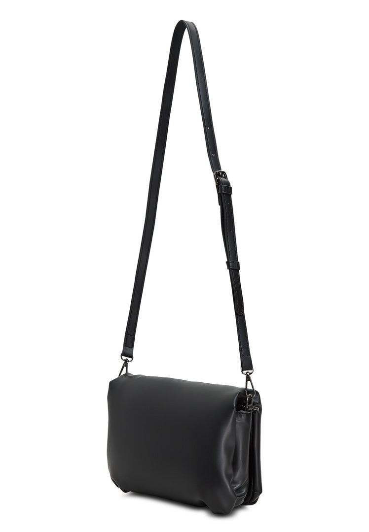 A stylish black quilted clutch bag perfect for any formal event or night out.