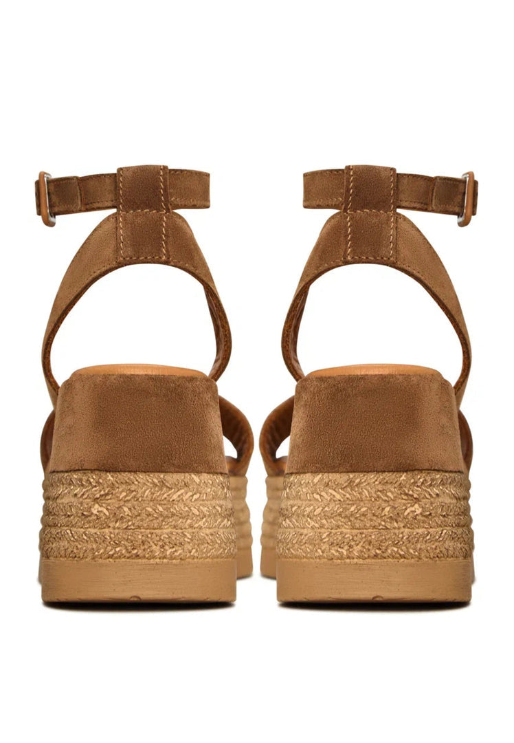 Suede Platform Sandals - Bronze
