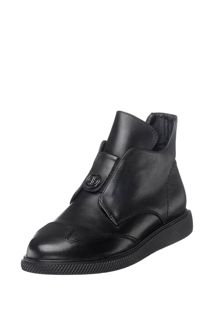 A stylish and trendy pair of modern slip-on ankle shoes in black.