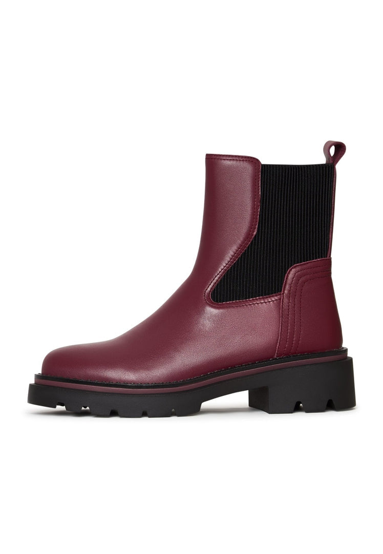 A stylish pair of classic bordeaux ankle boots for women, perfect for adding a fashionable touch to your outfit.