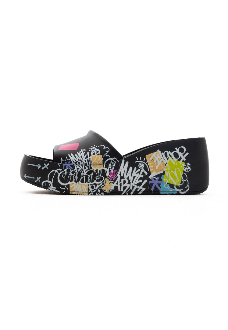 A stylish pair of black high heel mules for women, perfect for adding a fashionable touch to any outfit.