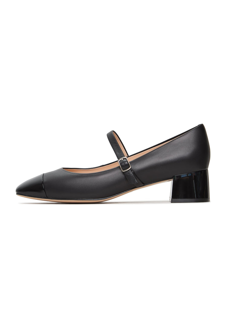 A pair of elegant black Mary Jane heels, also known as Briar Mary Janes, the perfect classic choice for any occasion.
