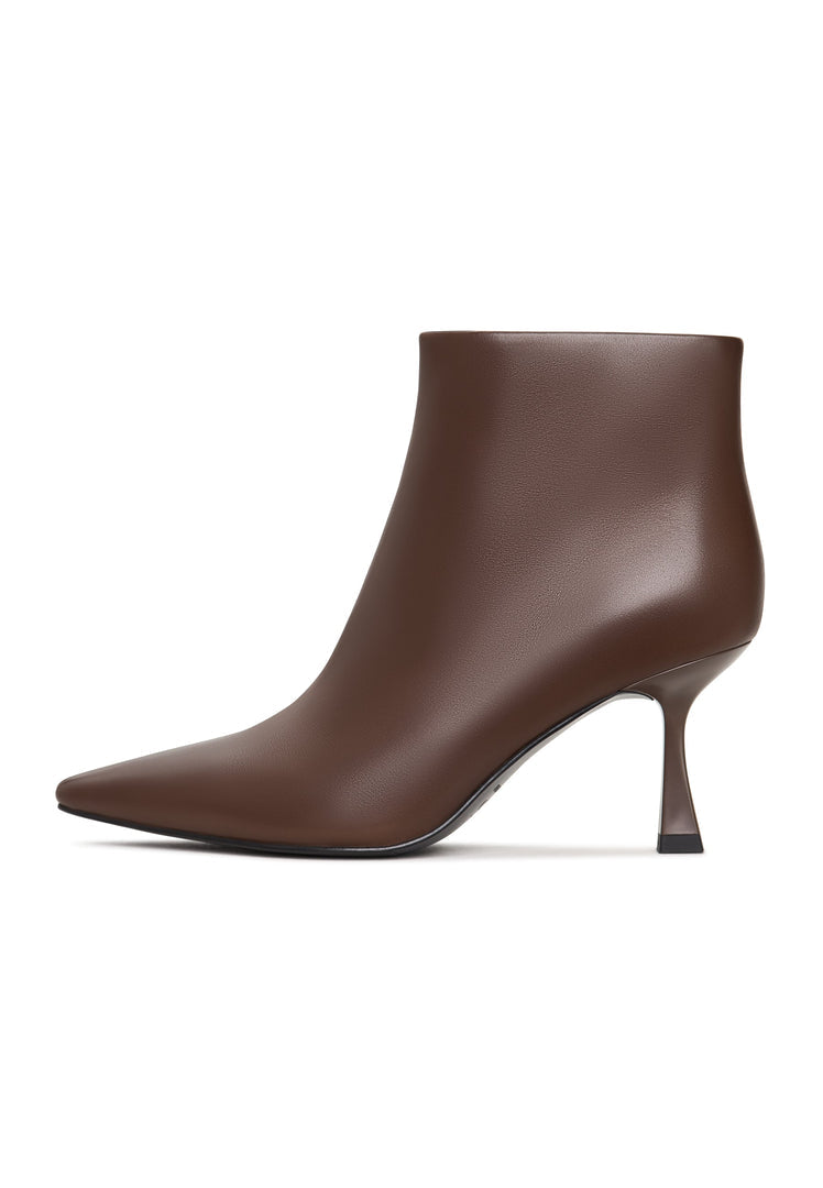 A stylish pair of women's stiletto heel ankle boots in brown, known as Amy ankle boots, perfect for any high-heel lover's collection.