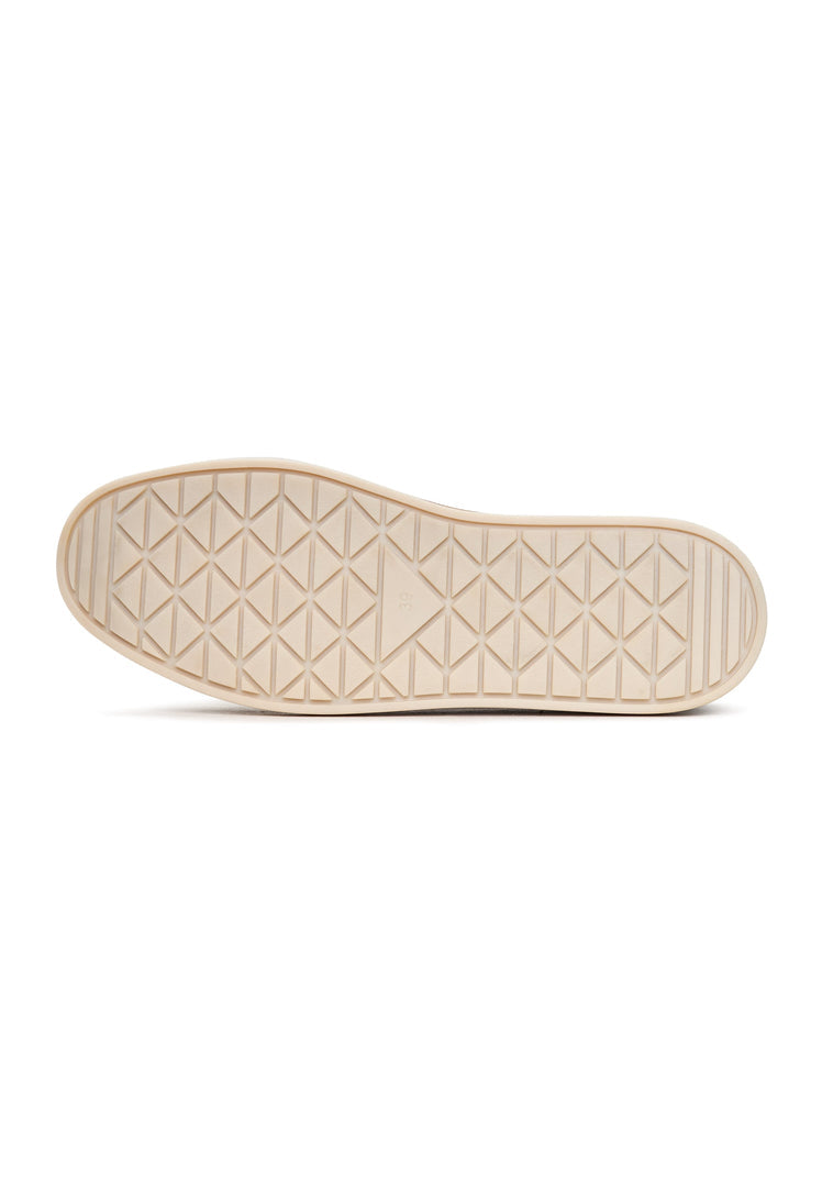 A pair of stylish beige low platform loafers, perfect for a casual day out in Alaska - women's loafers.