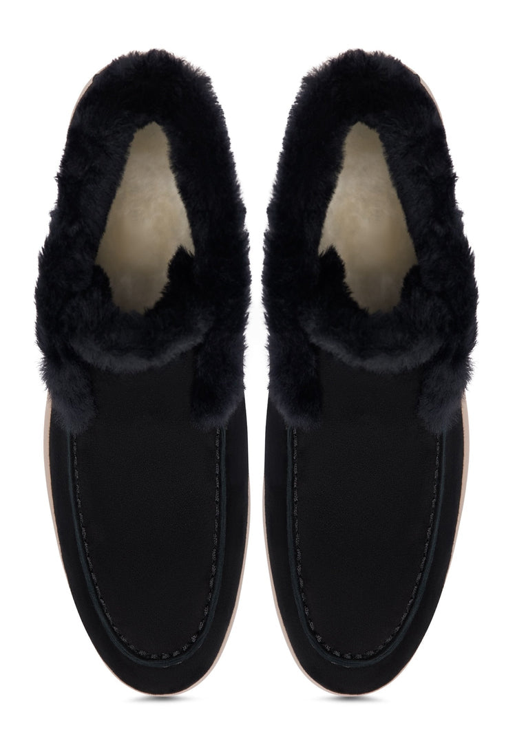 A stylish pair of black Antonia winter ankle boots, perfect for women looking for fashionable and practical winter footwear.