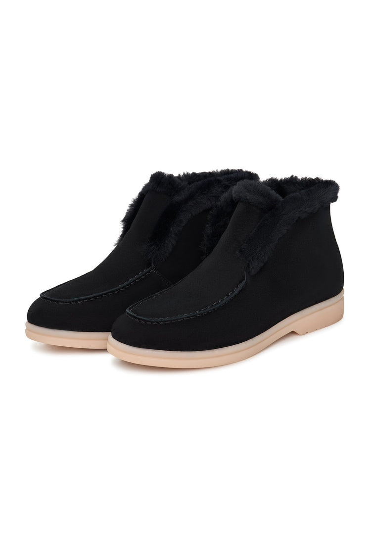 A pair of stylish winter ankle boots in black, Antonia boots - the perfect women's winter footwear.