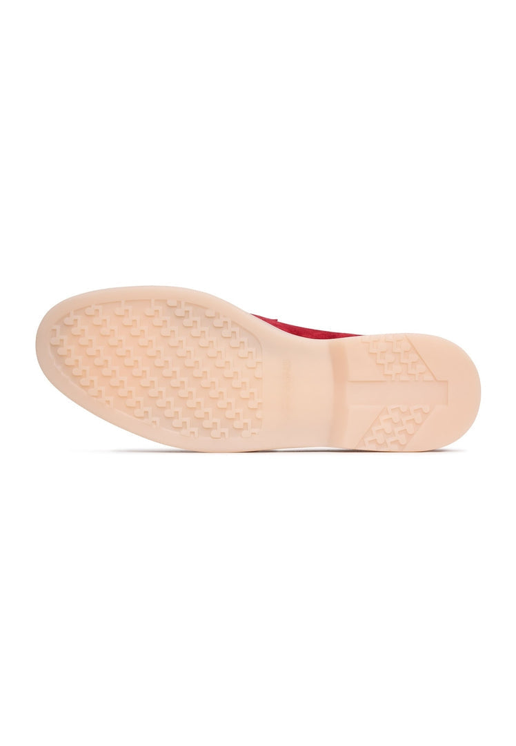 A pair of stylish Bordeaux moccasins with a platform sole from Aurelia Shoes, perfect for fashionable women's footwear.