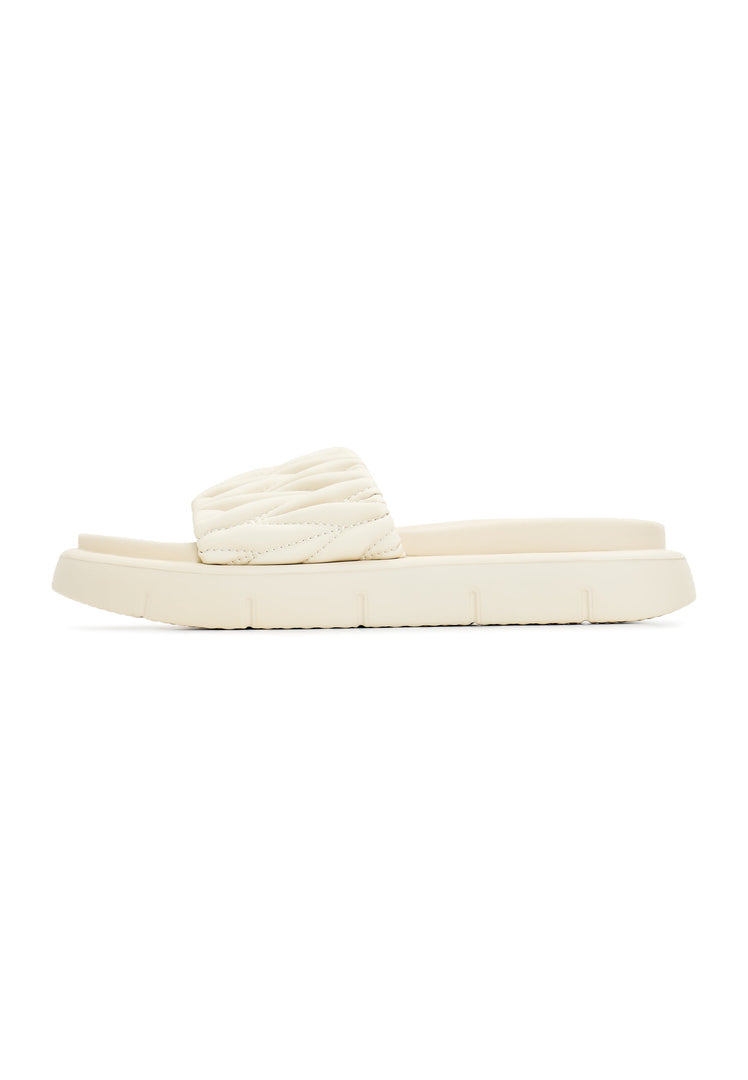 A fashionable pair of beige Mirena leather sandals for women, perfect for summer style and comfort in fashion leather footwear.