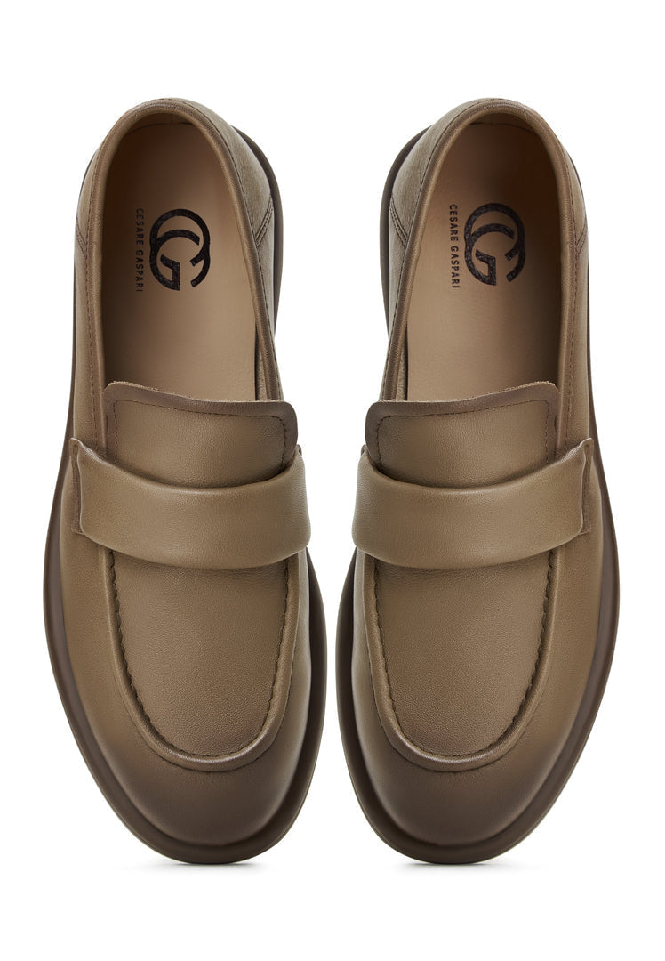 A stylish and trendy pair of block-heeled loafers by Stephanie Brown Shoes, perfect for women's fashion footwear with comfort in mind.
