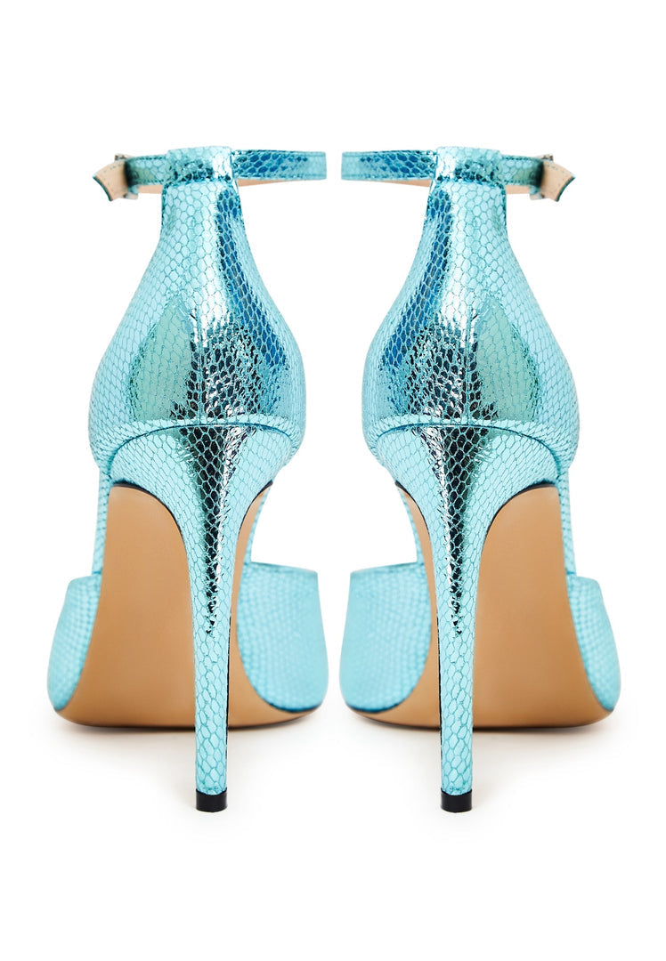 A pair of stunning high heel pumps in luxurious blue design, perfect for elegant occasions and showcasing luxury footwear style.