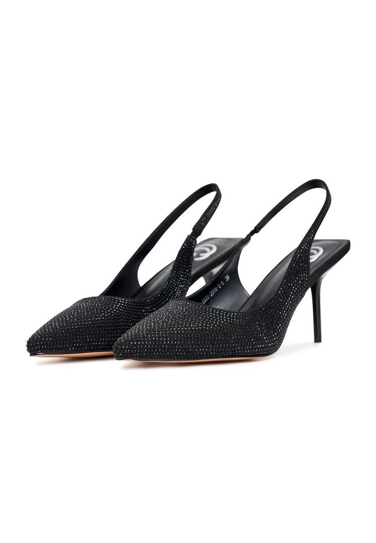 A stylish pair of black high-heeled pumps named Harper, perfect for any fashion-forward woman's shoe collection.