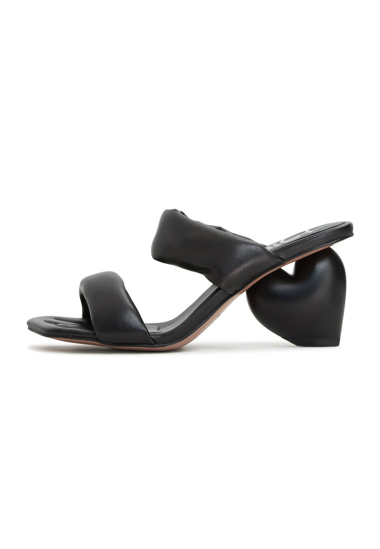 A stylish pair of black Isla block heeled sandals for women, perfect for any outfit with their high heel design.